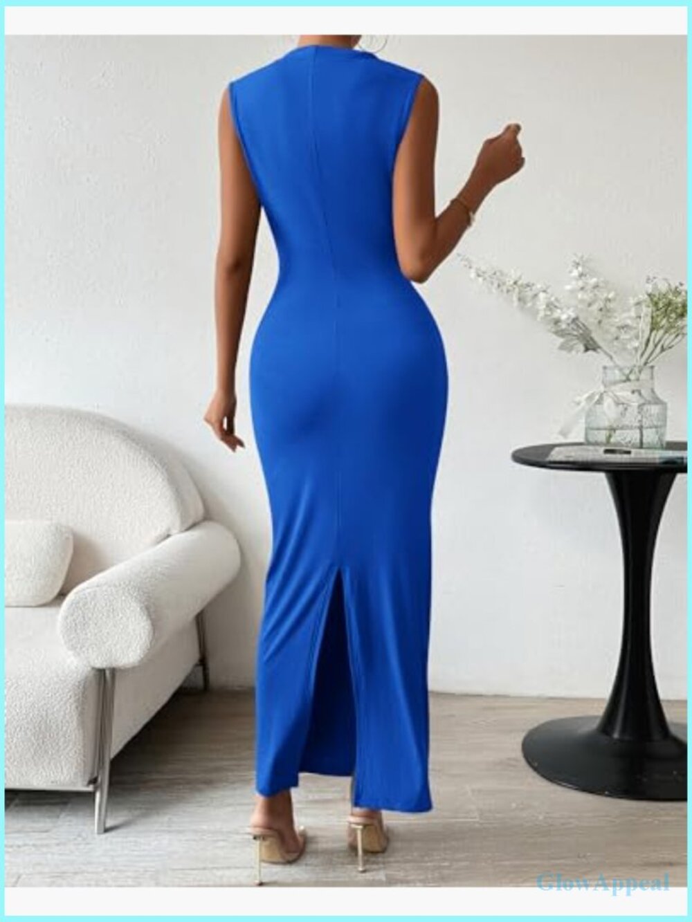 Ruched Bodycon Maxi Dress Sleeveless Lightweight Cocktail Wedding Guest - Picture 4 of 7
